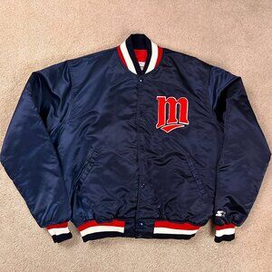 VINTAGE STARTER MINNESOTA TWINS SATIN SNAP JACKET DIAMOND COLLECTION ADULT XL